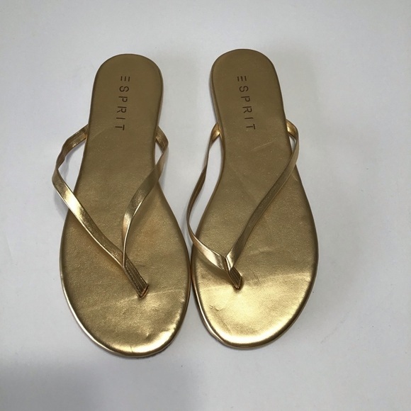 Gold Esprit leather sandals NWOT size 8.5 - Picture 1 of 4